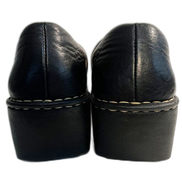 BOC Born Shoes Women's Clog Black Leather Slip-on Wedge Heel SZ 8-1/2 - Picture 4 of 6